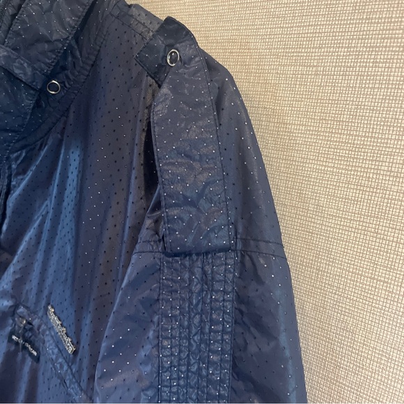 Live Mechanics Moto Jacket Well Established Black Striped Windbreaker XLarge Vtg - Picture 2 of 14